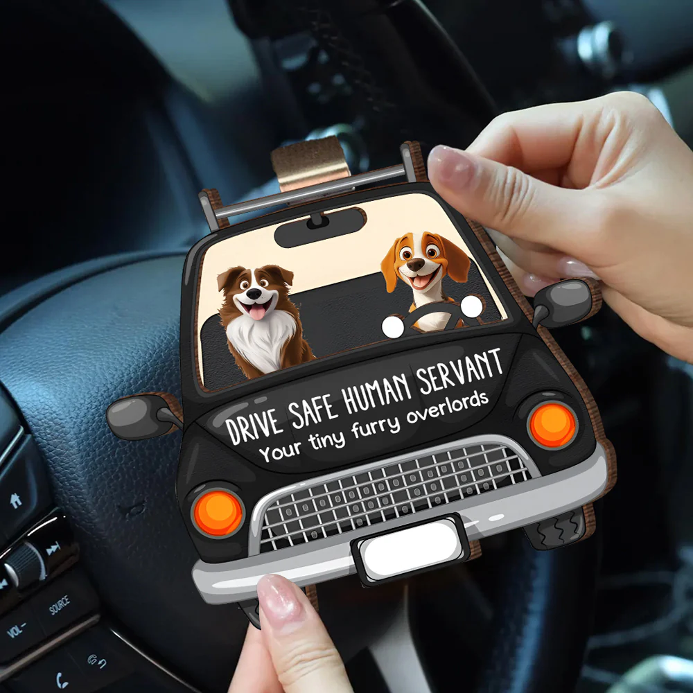 Personalized Dog Car Visor Clip - 'Drive Safe' Custom Pet Illustration Gift - Image 3