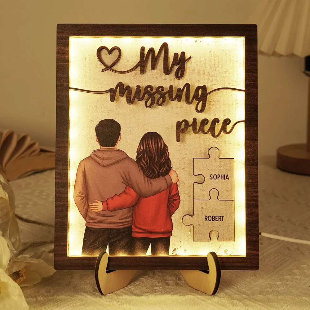 Personalized LED Wooden Plaque - Custom Couple Puzzle Names Gift - Image 6