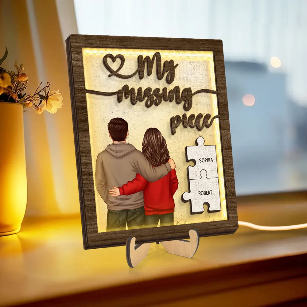 Personalized LED Wooden Plaque - Custom Couple Puzzle Names Gift - Image 8