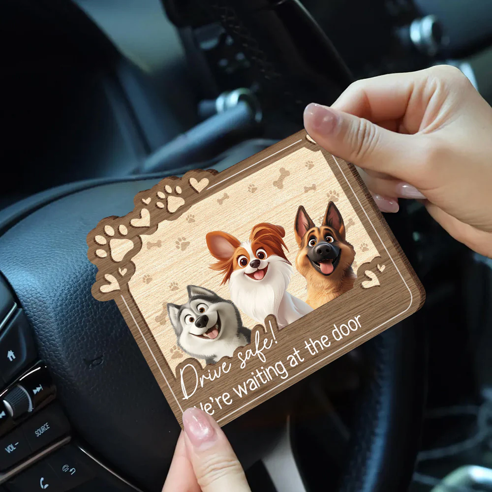 Drive Safe, We’re Waiting – Personalized Dog-Themed Car Visor Clip for Pet Owners - Image 2