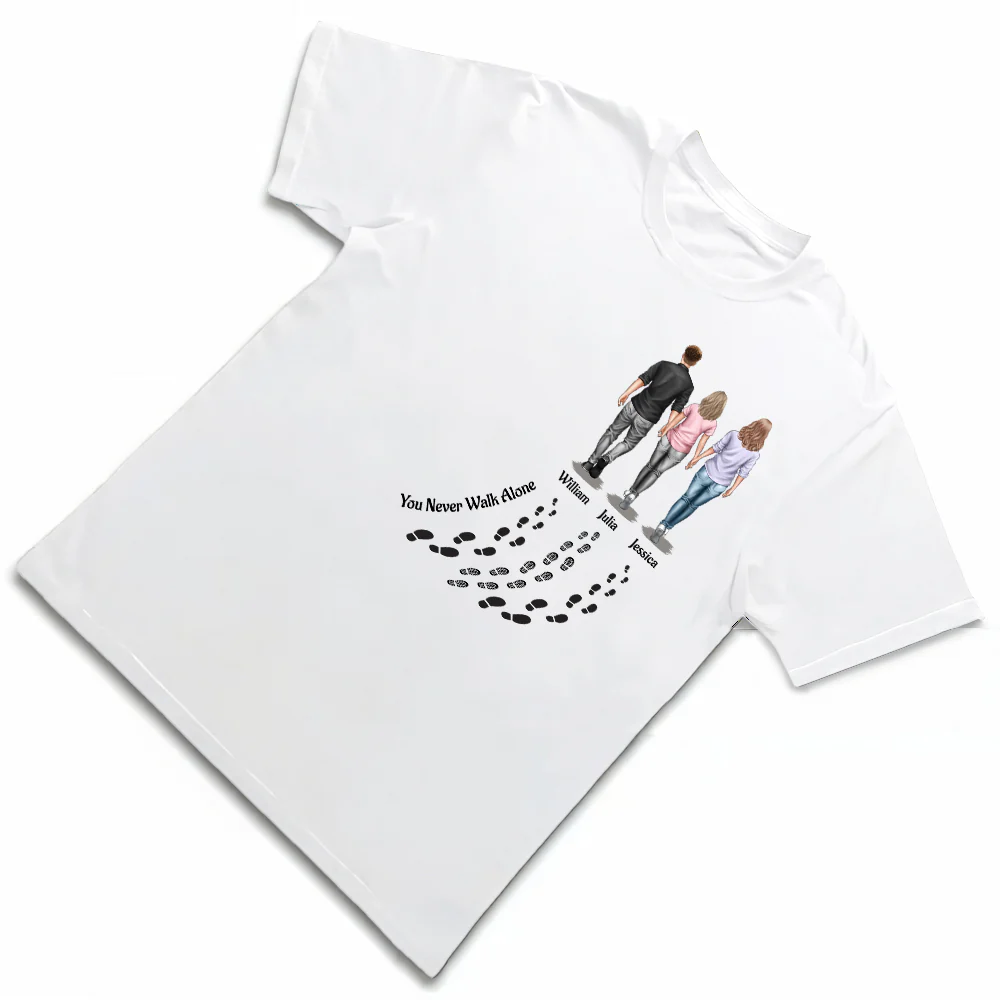 Personalized Family T-Shirt - Custom Gift 'You Never Walk Alone' - Image 2