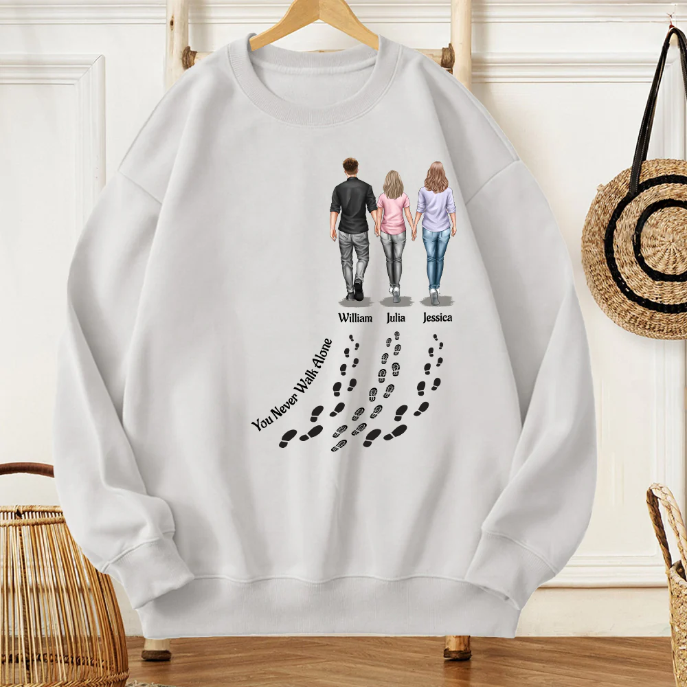 Personalized Family T-Shirt - Custom Gift 'You Never Walk Alone' - Image 4