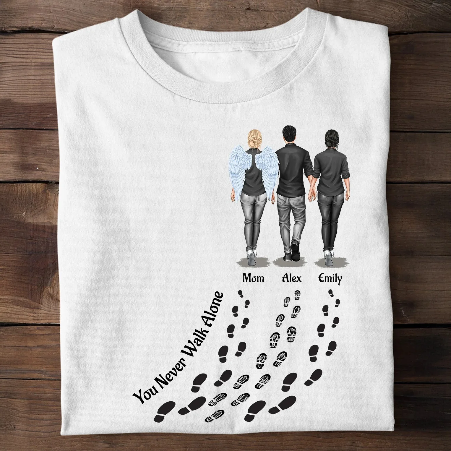 Personalized Family T-Shirt - Custom Gift 'You Never Walk Alone' - Image 5
