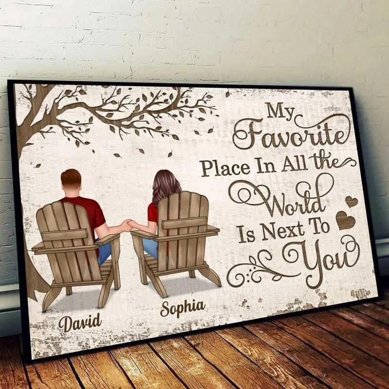 Back View Couple Sitting Under Tree – Personalized Poster, Keychain, Plaque, Pillow & More, Anniversary Gift for Him or Her - Image 5