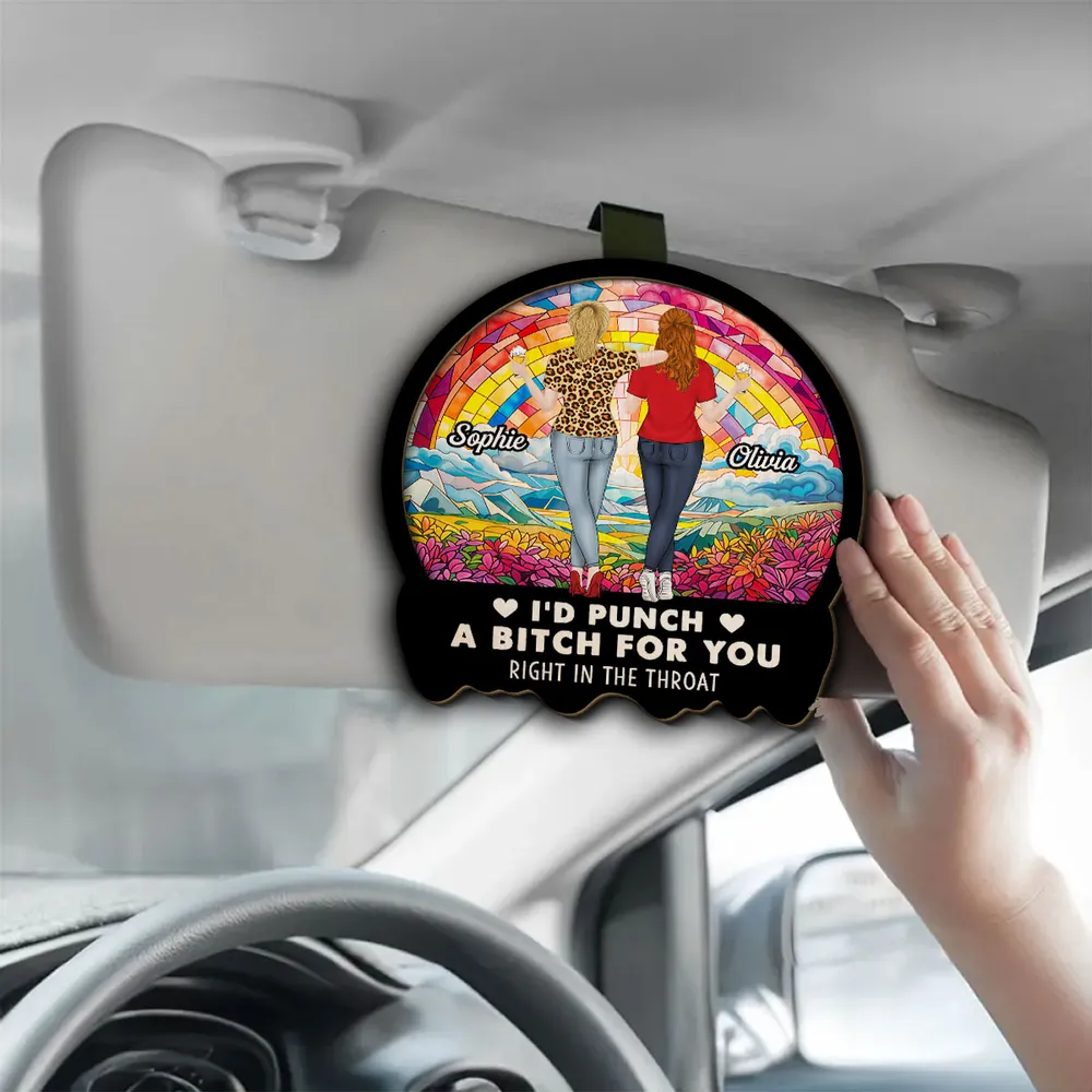 Best Friend Car Hanger – 'I'd Punch a B*h for You' – Funny and Meaningful Visor Clip for Sisters & Close Friends - Image 7