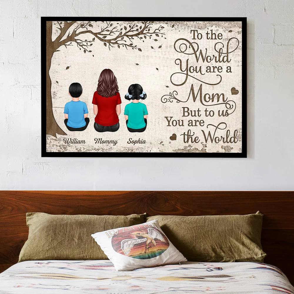 To the World You Are a Mom But to Us You Are the World – Heartfelt Gift for Mom with Personalized Names, Poster, Keychain, Plaque, Pillow, Blanket, Cup, and More for Mother’s Day - Image 2