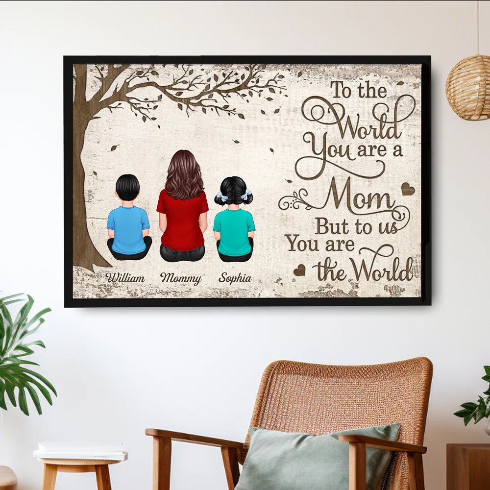 To the World You Are a Mom But to Us You Are the World – Heartfelt Gift for Mom with Personalized Names, Poster, Keychain, Plaque, Pillow, Blanket, Cup, and More for Mother’s Day - Image 3