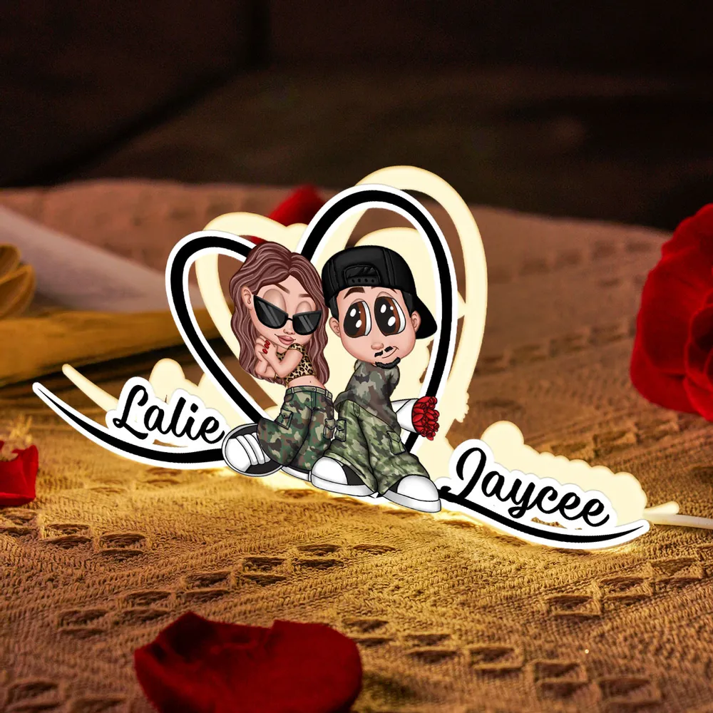 Custom LED Plaque - Adorable Couple with Romantic Heart Scene - Unique Gift for Boyfriend & Girlfriend - Image 6