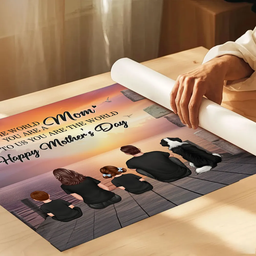 Mom To Us You Are The World Personalized Poster, Custom Family Back View Art, Thoughtful Gift for Mom and Family - Image 5