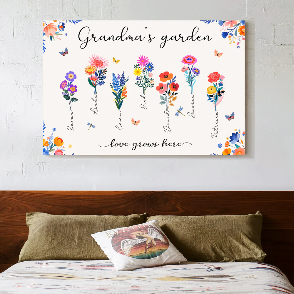 Personalized Grandma’s Garden Poster - Custom Grandkids’ Names & Flowers - Family Gift for Grandmother - Image 6
