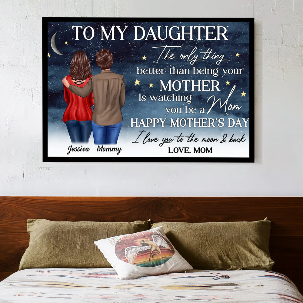 Starry Night To My Daughter – Personalized Plaque, Poster, Keychain, Pillow, Mug & More, Happy Mother’s Day Gift from Mom - Image 4