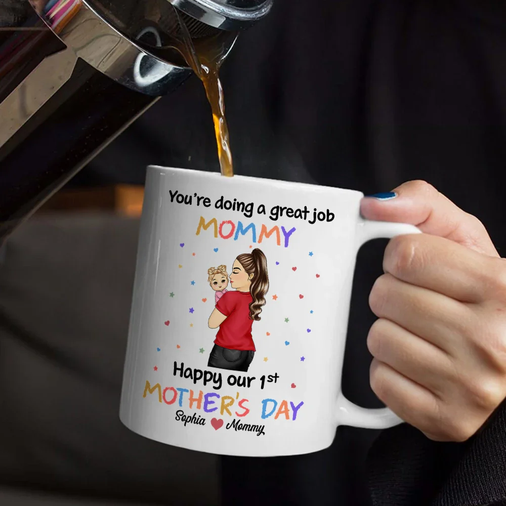 You're Doing a Great Job Mommy Personalized Two-Tone Mug, Happy Mother's Day Gift For Wife, Heartfelt Gift for New Moms, Customizable White Ceramic Mug & Two-Tone Mug - Image 8