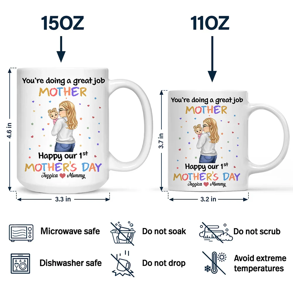 You're Doing a Great Job Mommy Personalized Two-Tone Mug, Happy Mother's Day Gift For Wife, Heartfelt Gift for New Moms, Customizable White Ceramic Mug & Two-Tone Mug - Image 9