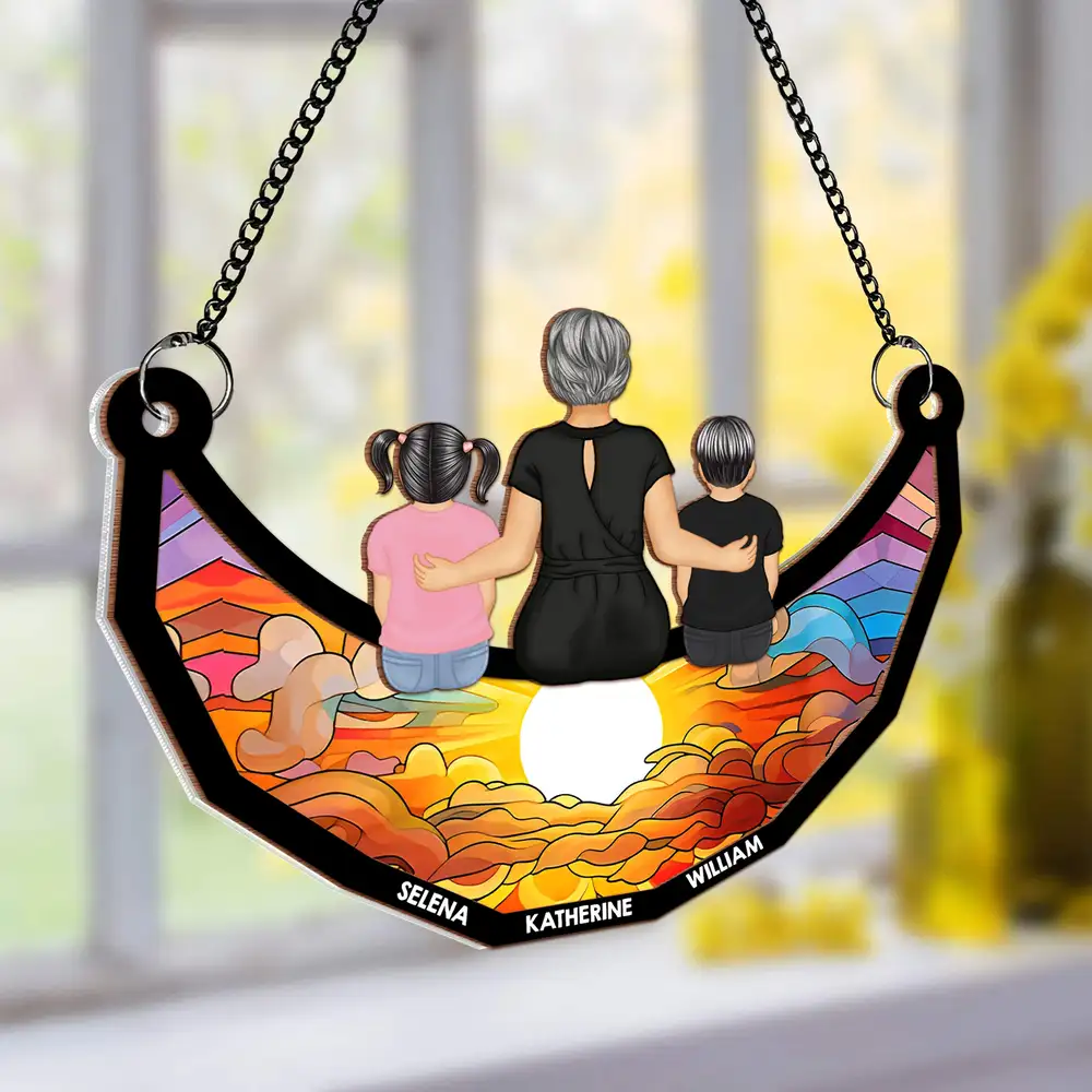 Custom Grandkids & Grandma Moon Ornament - Personalized Family Gift - Image 2