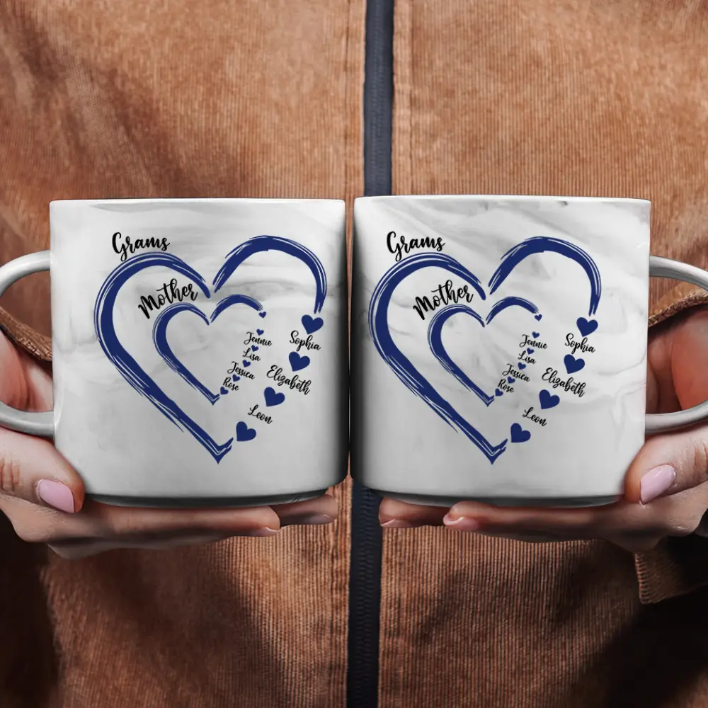 Mom Grandma Sweethearts – Personalized Marble Mug with Custom Family Names, Thoughtful Gift for Mother's Day - Image 5