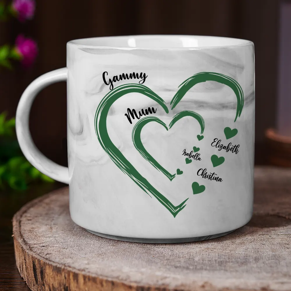 Mom Grandma Sweethearts – Personalized Marble Mug with Custom Family Names, Thoughtful Gift for Mother's Day - Image 6