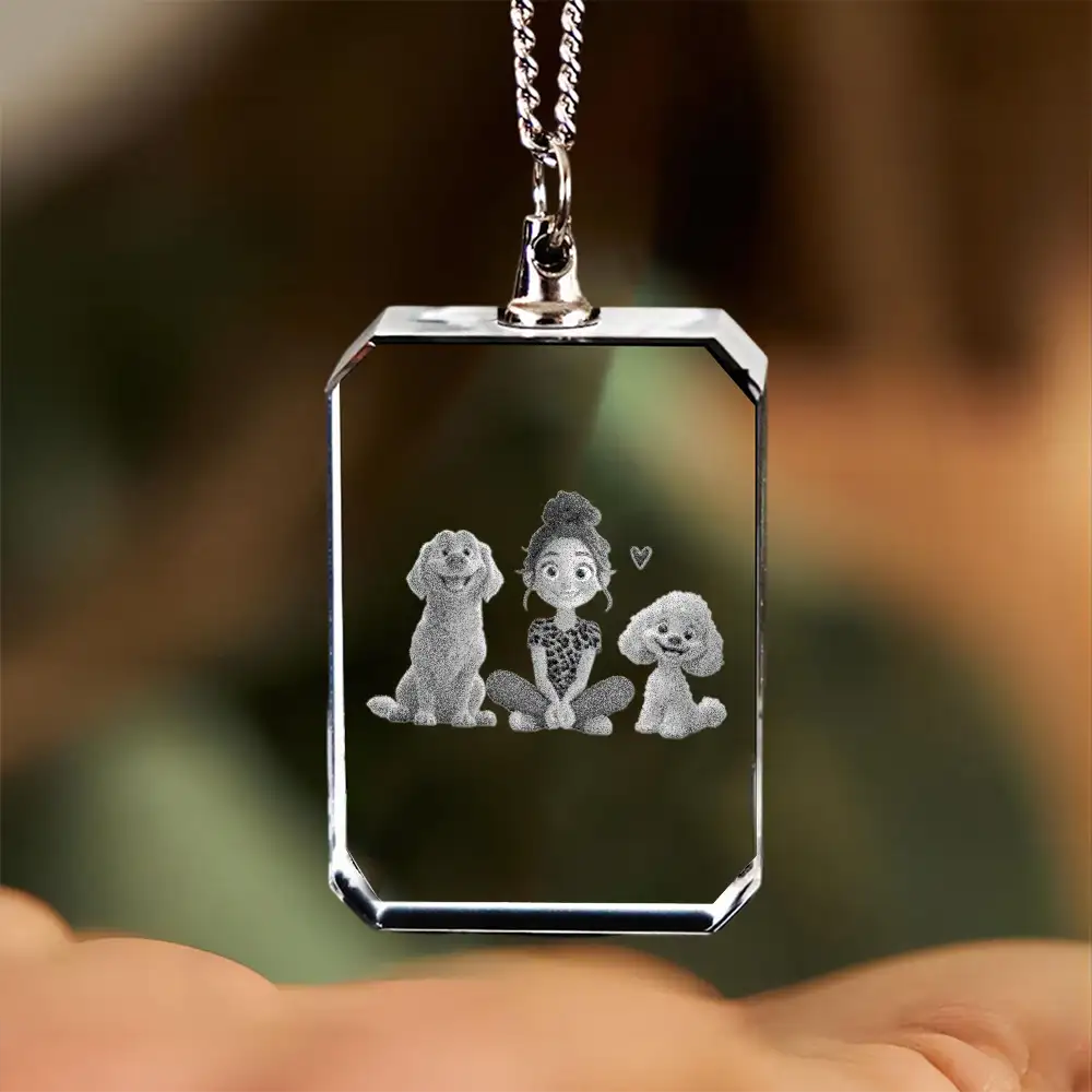 Cartoon Dog Mom as A Custom Engraved Crystal Car Hanger or as A Custom Car Hanger – A Unique Surprise for Mother's Day, Valentine's Day, or Pet Lovers - Image 3