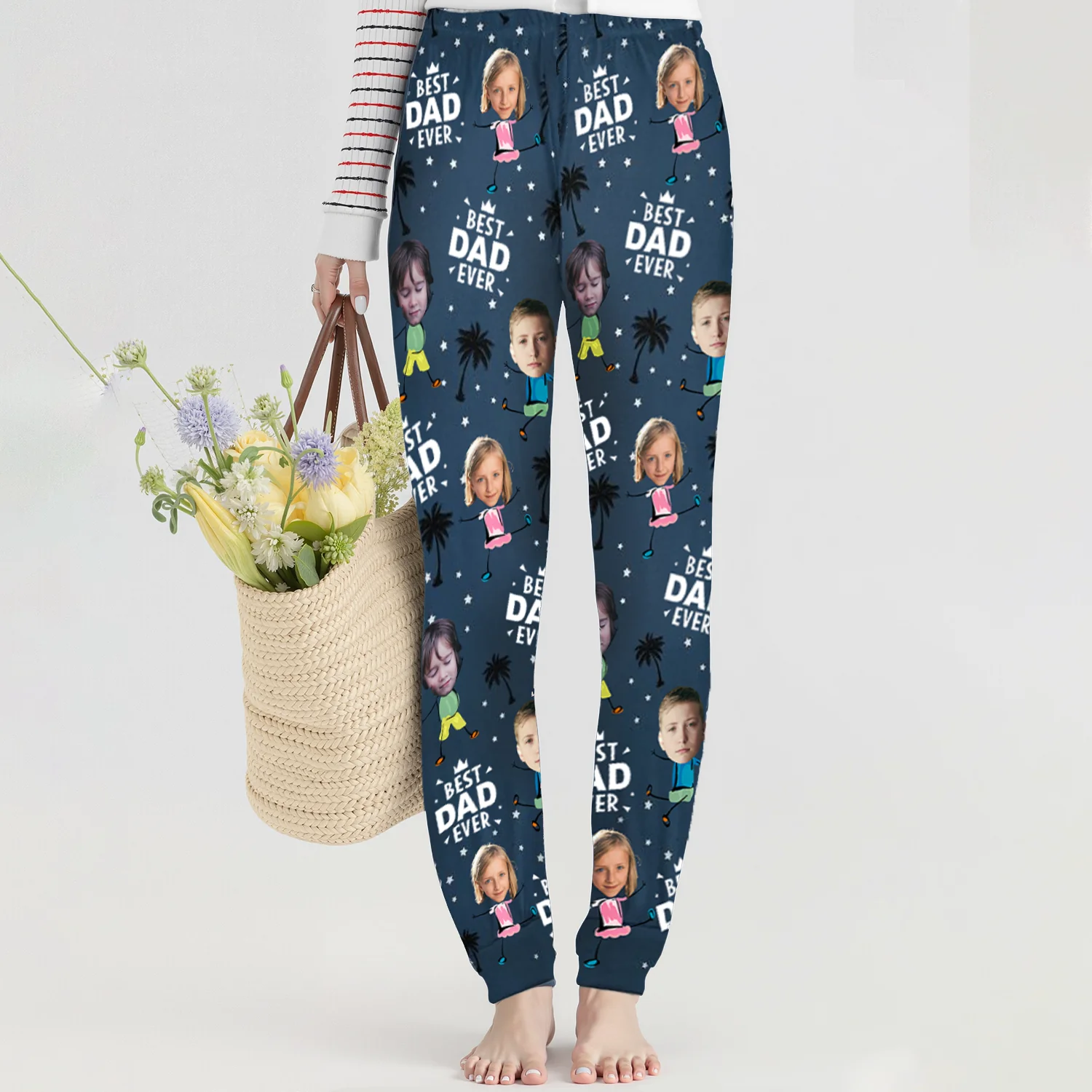 Best Dad Ever Sweatpants – Fun Personalized Pajamas with Kids’ Faces – Perfect Gift for Father’s Day or Birthdays