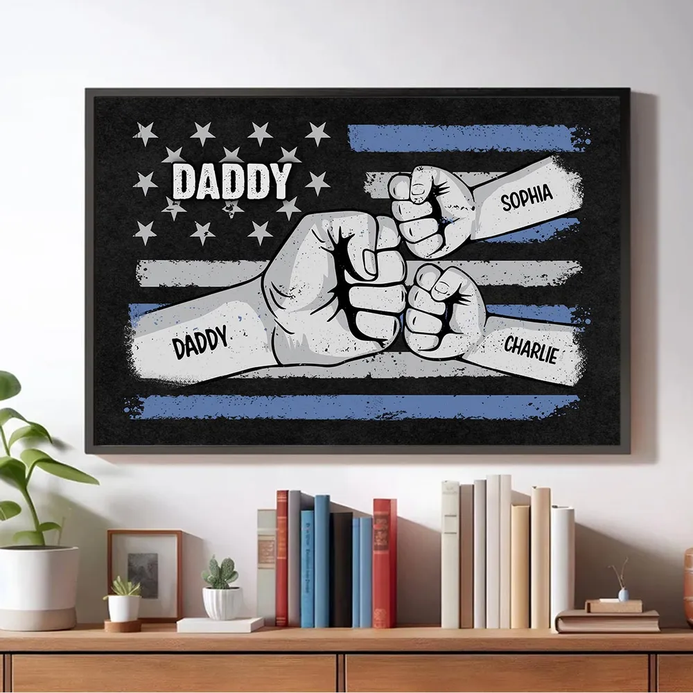 Custom Dad & Kids Fist Bump Canvas Poster - Personalized Father's Day Gift - Image 11