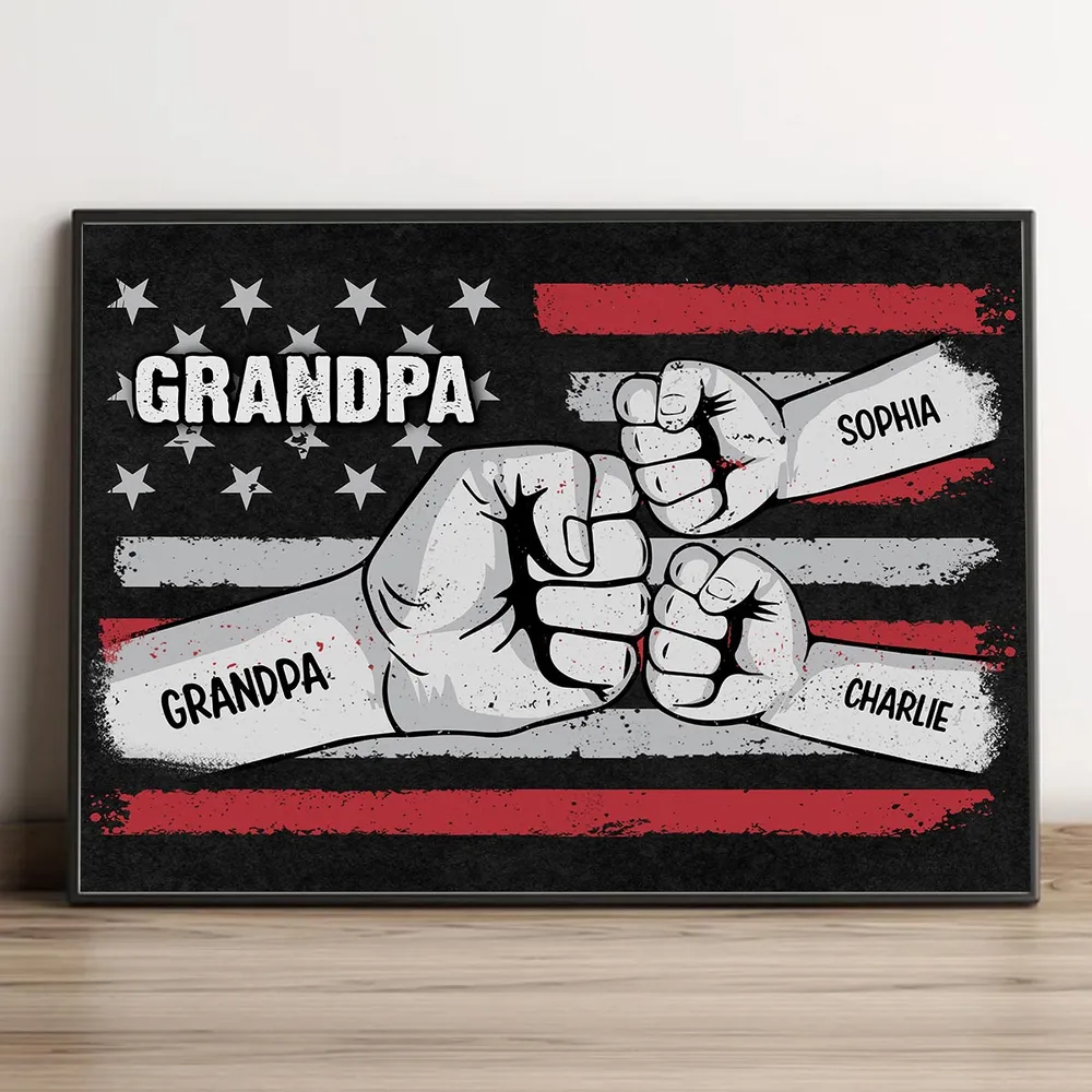 Custom Dad & Kids Fist Bump Canvas Poster - Personalized Father's Day Gift - Image 12