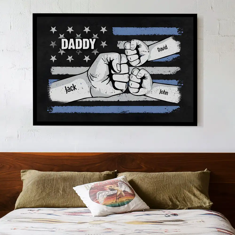 Custom Dad & Kids Fist Bump Canvas Poster - Personalized Father's Day Gift - Image 2