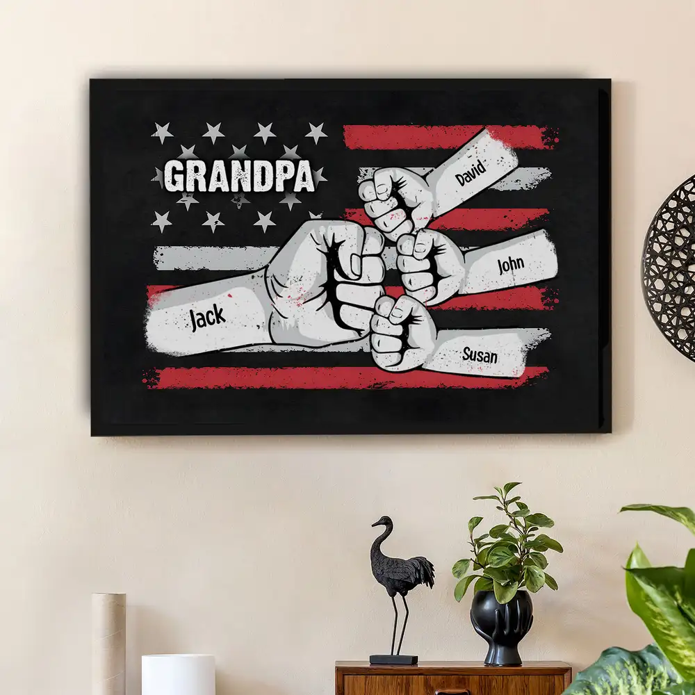Custom Dad & Kids Fist Bump Canvas Poster - Personalized Father's Day Gift - Image 3