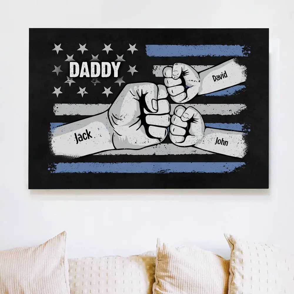 Custom Dad & Kids Fist Bump Canvas Poster - Personalized Father's Day Gift - Image 8