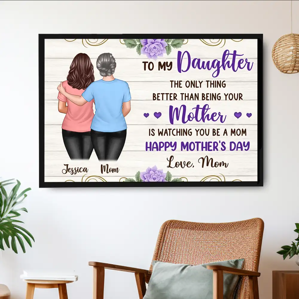 Custom Mother's Day Floral Poster or Canvas from Mom to Daughter - Image 2