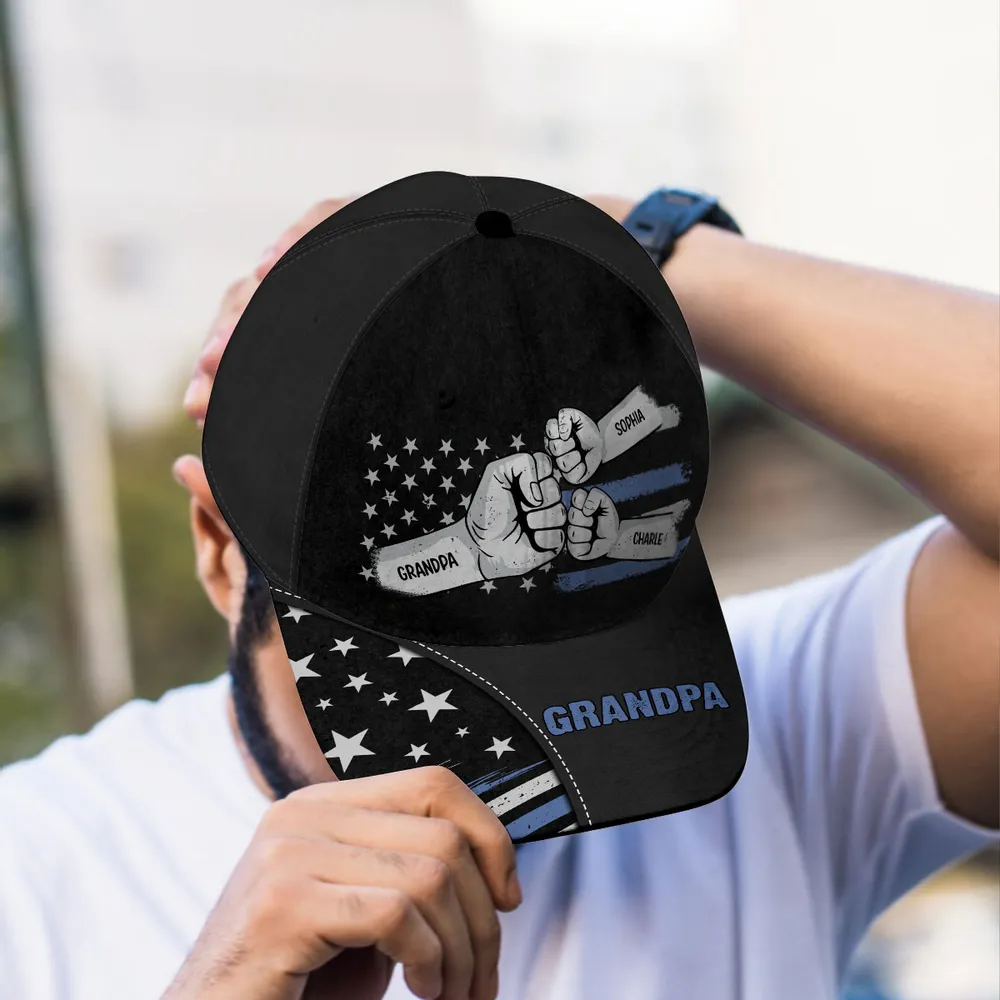 Customizable Family Name Hat - Personalized Fist Bump Cap for Grandpa - Image 7