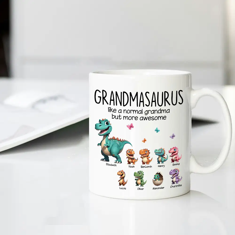 Personalized Grandmasaurus Ceramic Mug - Unique Grandma Gift