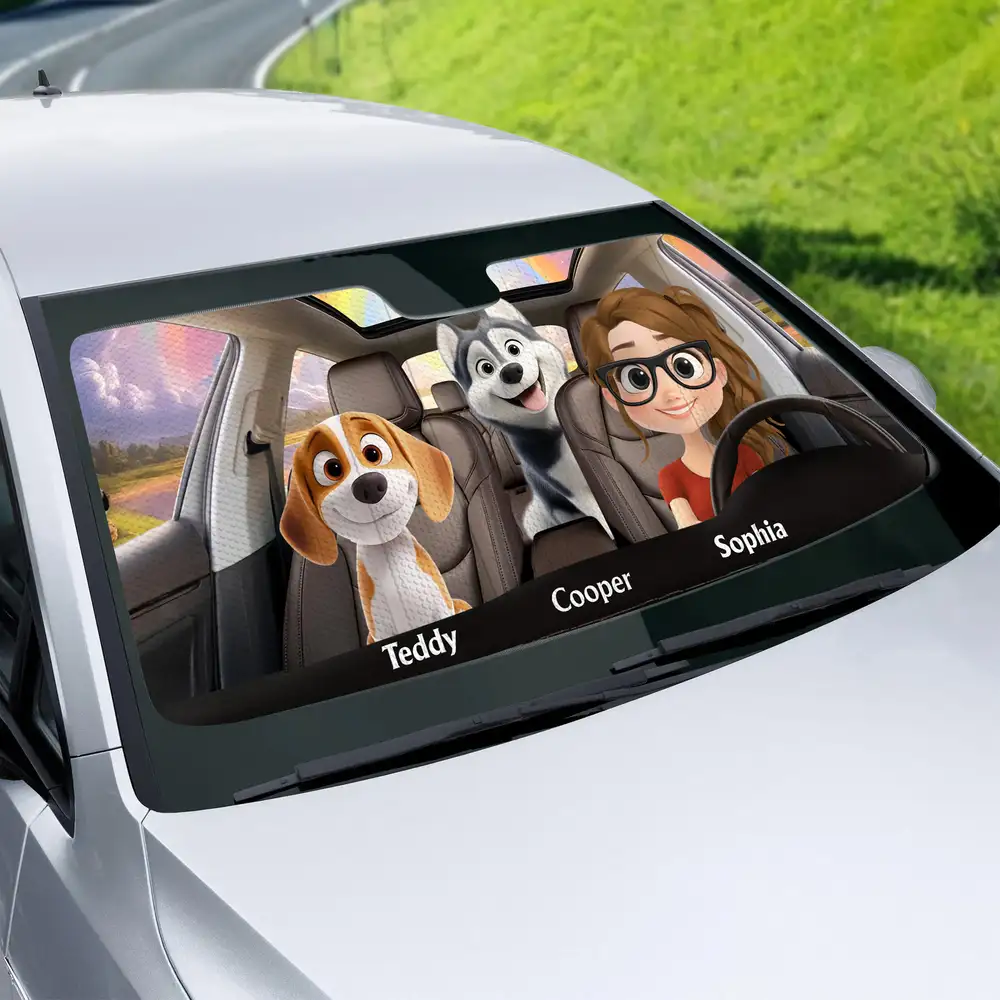 Life Is Better With My Dog - Personalized with Names of Your Loved Ones and Pets for a Fun and Unique Car Windshield Sunshade - Image 3