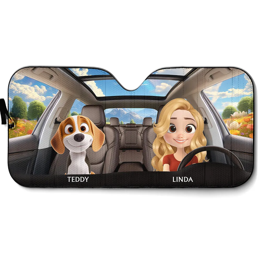 Life Is Better With My Dog - Personalized with Names of Your Loved Ones and Pets for a Fun and Unique Car Windshield Sunshade - Image 4
