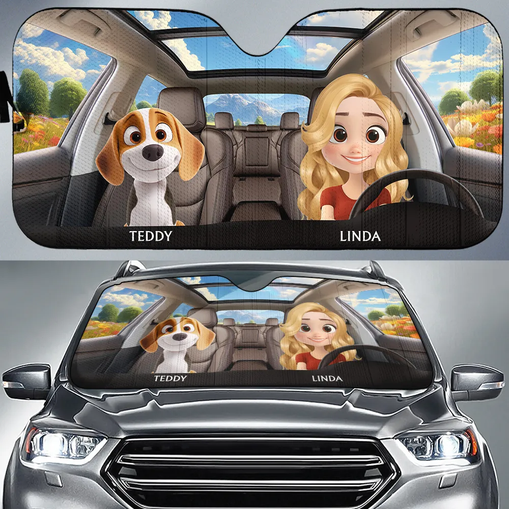 Life Is Better With My Dog - Personalized with Names of Your Loved Ones and Pets for a Fun and Unique Car Windshield Sunshade - Image 5