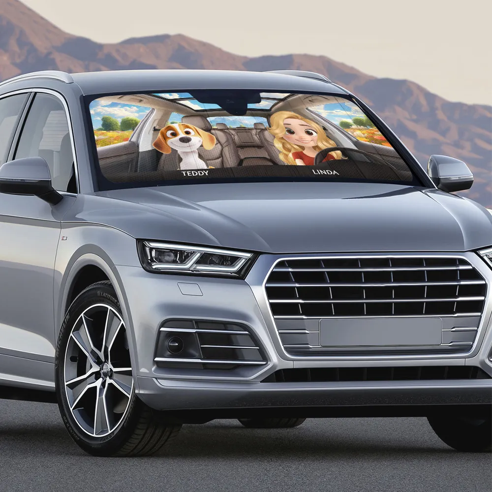 Life Is Better With My Dog - Personalized with Names of Your Loved Ones and Pets for a Fun and Unique Car Windshield Sunshade - Image 7