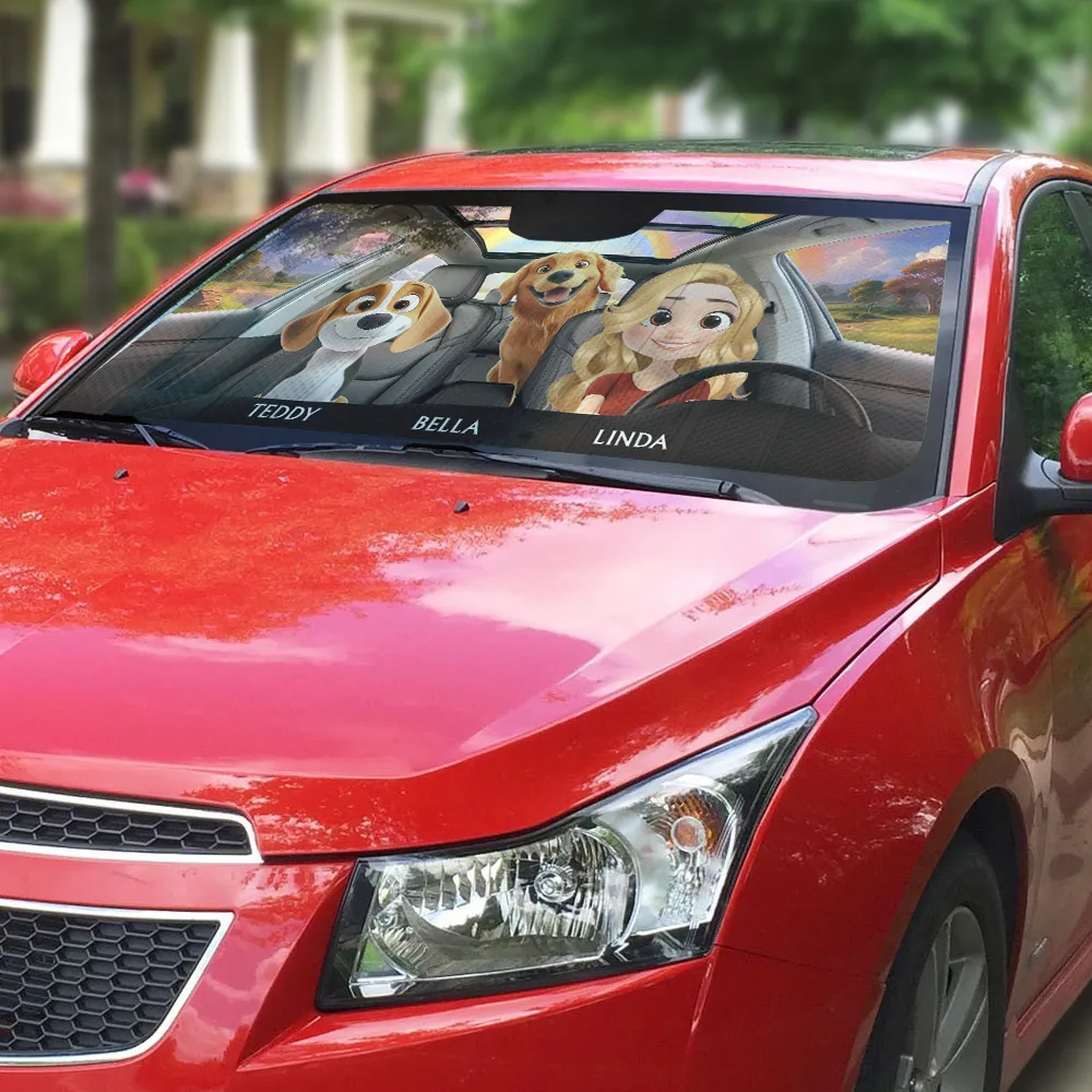 Life Is Better With My Dog - Personalized with Names of Your Loved Ones and Pets for a Fun and Unique Car Windshield Sunshade - Image 9