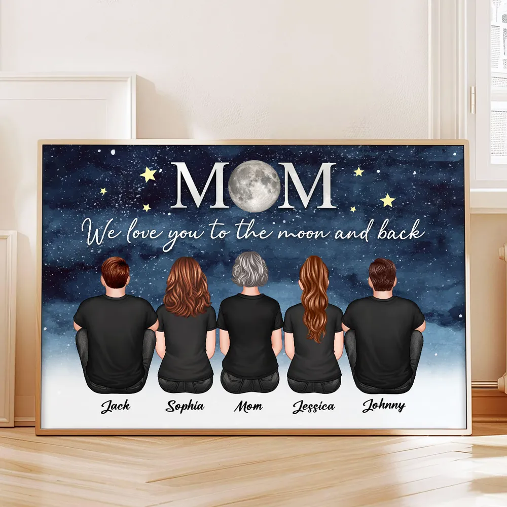 We Love You to the Moon and Back – Personalized Gift for Mom with Family Back View Design – Perfect for Mother’s Day or Family Day - Image 12