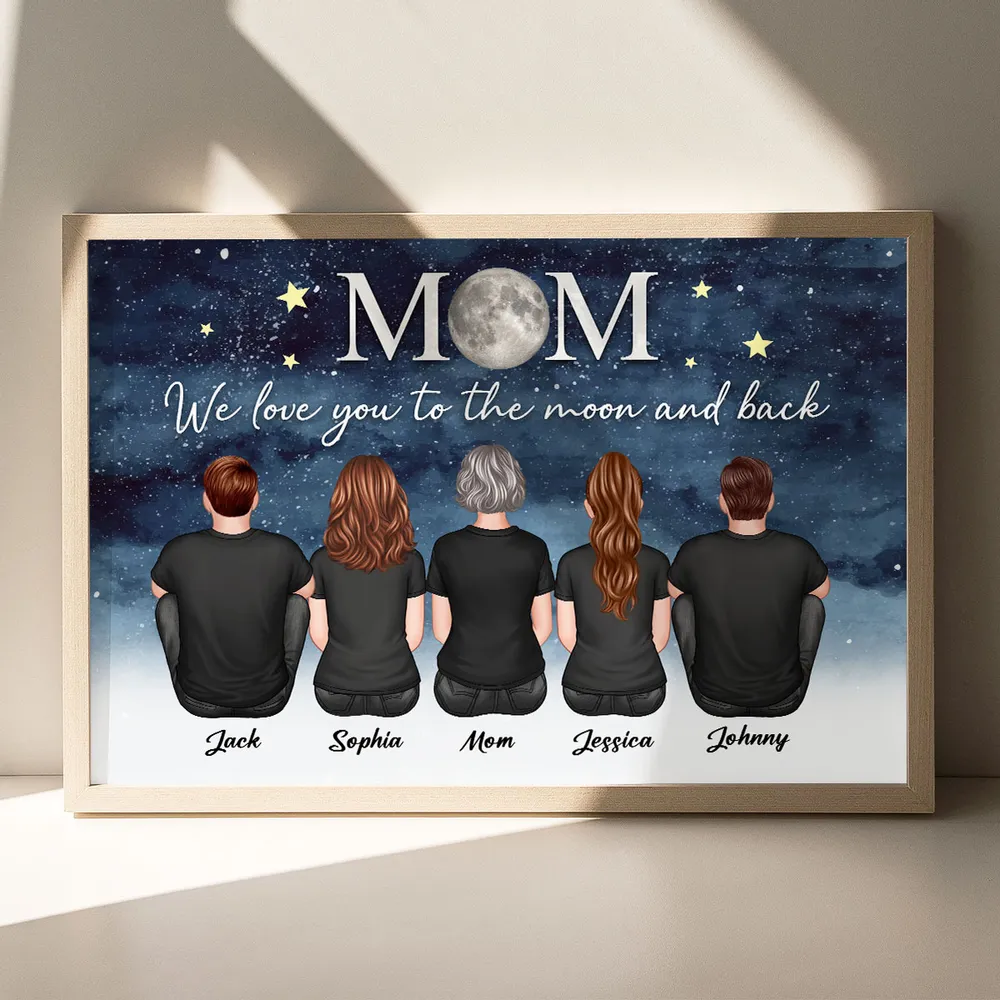 We Love You to the Moon and Back – Personalized Gift for Mom with Family Back View Design – Perfect for Mother’s Day or Family Day - Image 13
