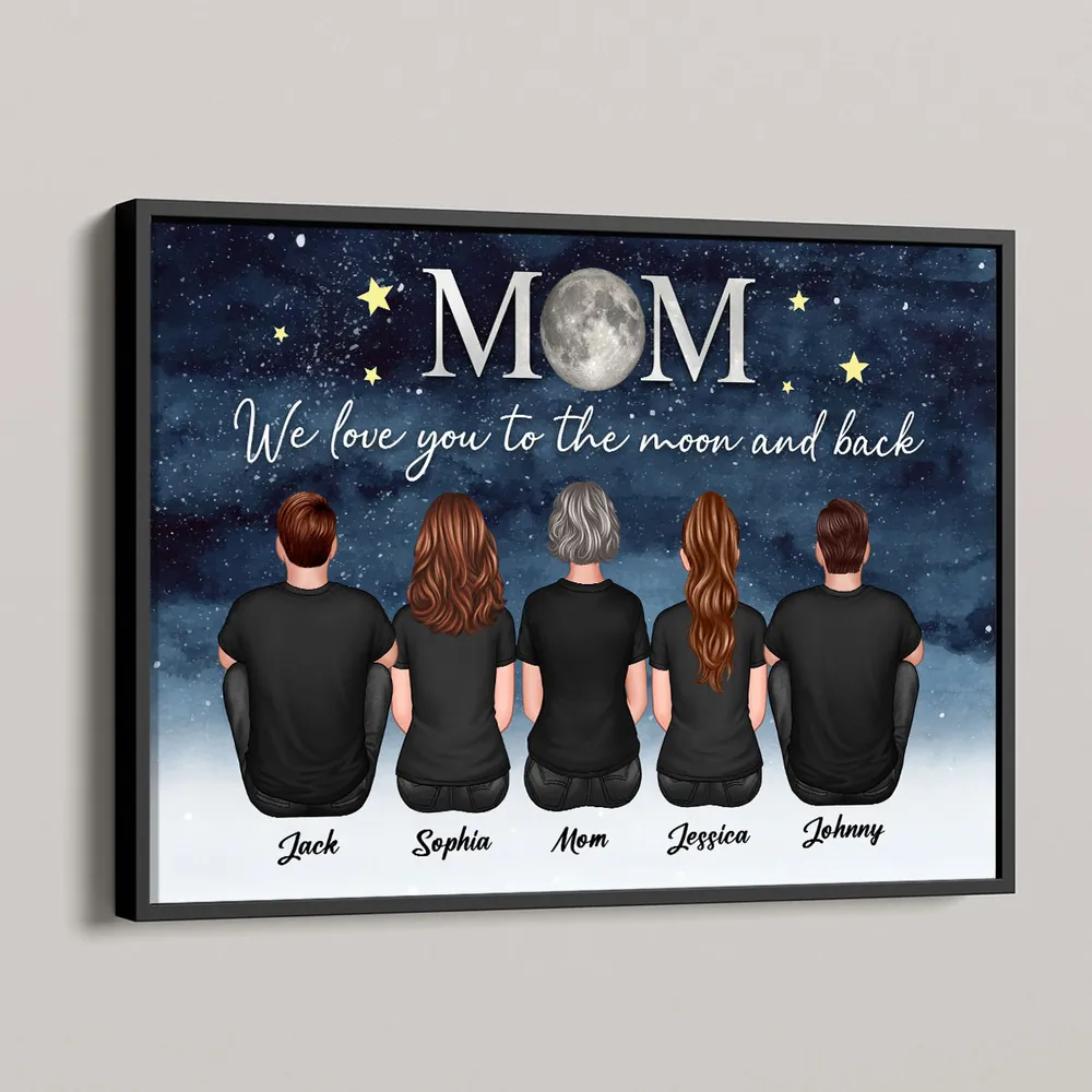 We Love You to the Moon and Back – Personalized Gift for Mom with Family Back View Design – Perfect for Mother’s Day or Family Day - Image 9