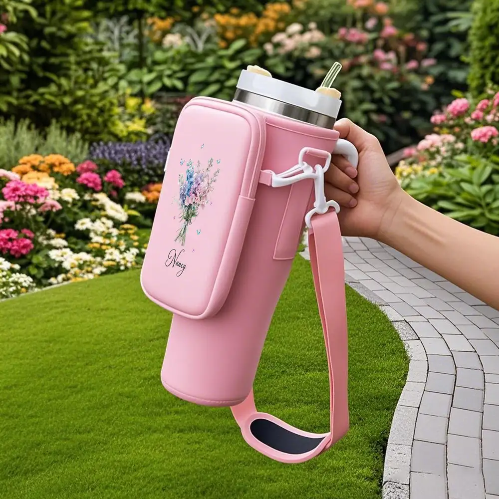 Custom Water Bottle Carrier Bag with Name - Unique Gift for Women - Image 3