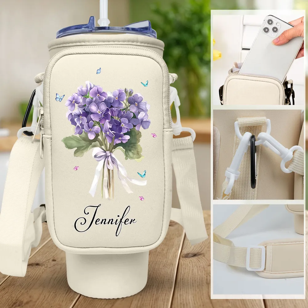Custom Water Bottle Carrier Bag with Name - Unique Gift for Women - Image 8