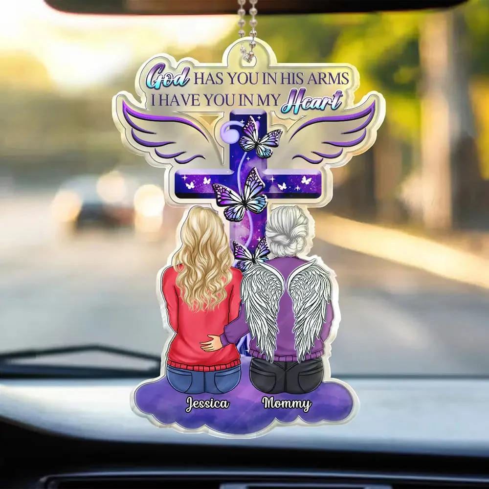 Memorial Acrylic Ornament for Lost Loved Ones β "God Has You in His Arms, I Have You in My Heart" β Personalized Car Hanger for Remembrance, Memorial Gift for Family - Image 3