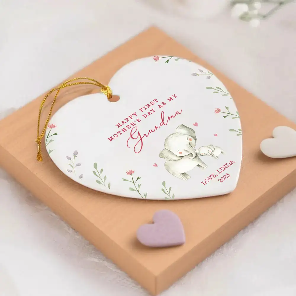 Happy First Mother’s Day as My Mommy – Personalized Ceramic Ornament, Gift for New Moms - Image 2