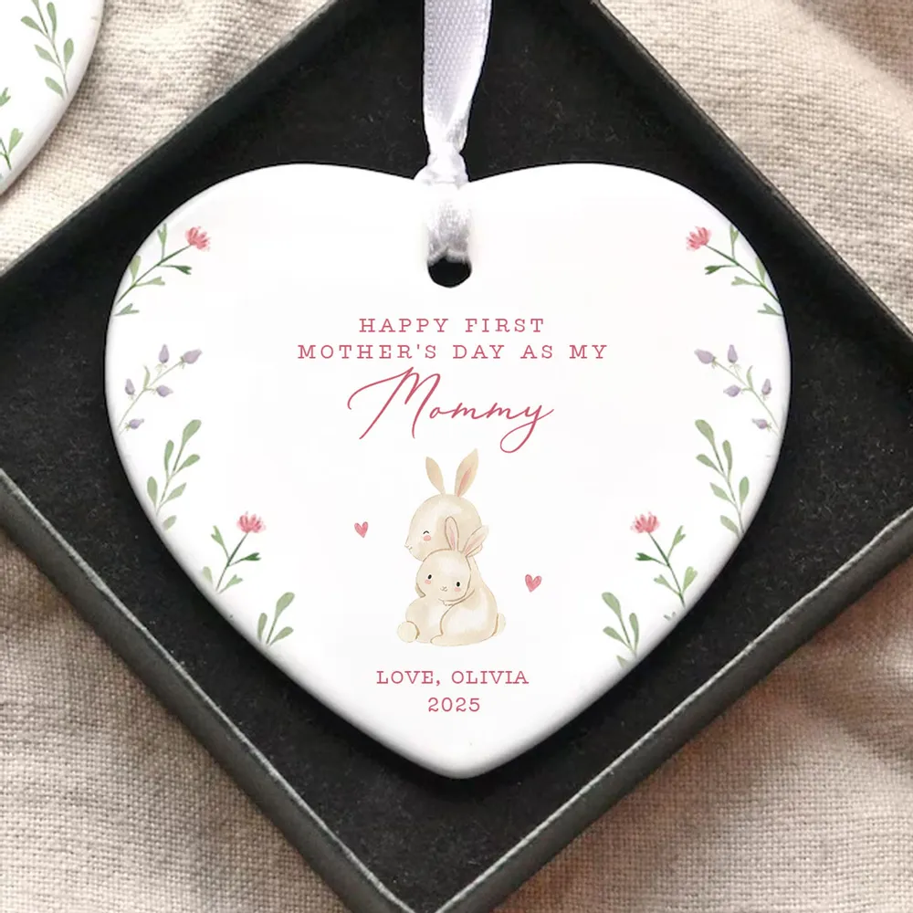 Happy First Mother’s Day as My Mommy – Personalized Ceramic Ornament, Gift for New Moms - Image 4