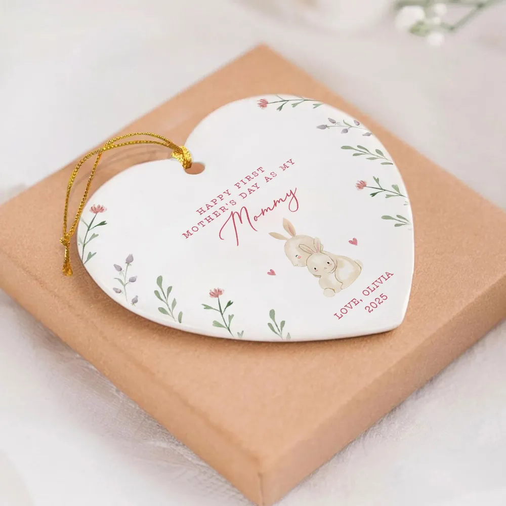 Happy First Mother’s Day as My Mommy – Personalized Ceramic Ornament, Gift for New Moms - Image 5