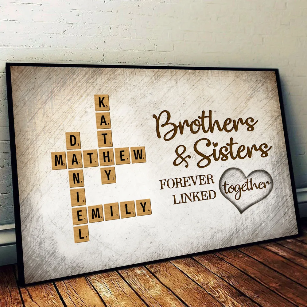 Personalized Brothers & Sisters Family Poster or Canvas – Scrabble Tile Design with Names, Perfect Gift for Siblings on Birthday or Family Reunion - Image 10
