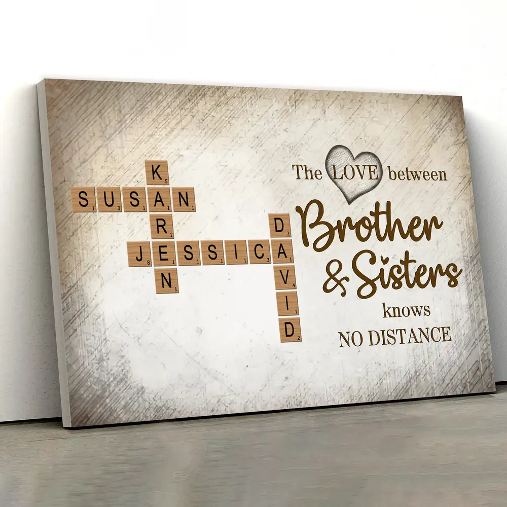 Personalized Brothers & Sisters Family Poster or Canvas – Scrabble Tile Design with Names, Perfect Gift for Siblings on Birthday or Family Reunion - Image 11