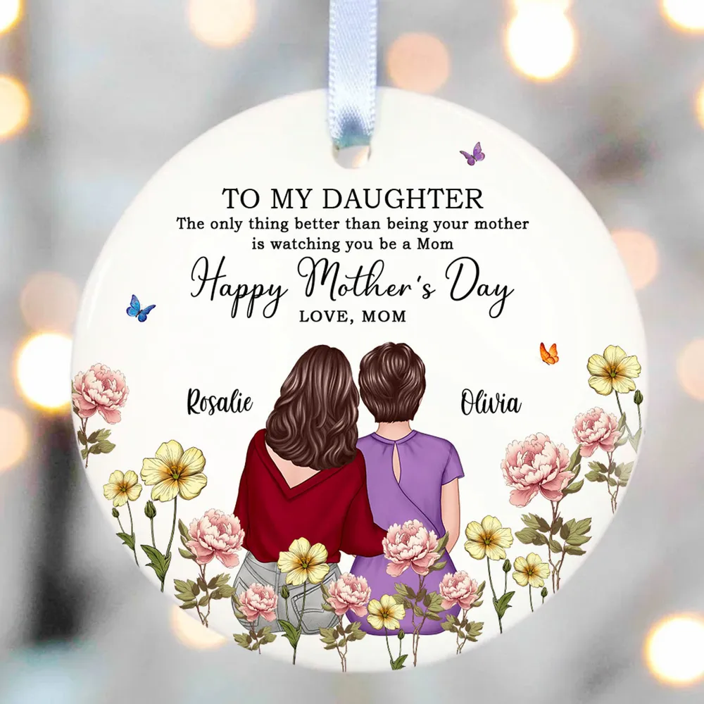 To My Daughter – Personalized Birth Month Flower Ceramic Ornament and More – A Special Gift for Daughter - Image 3