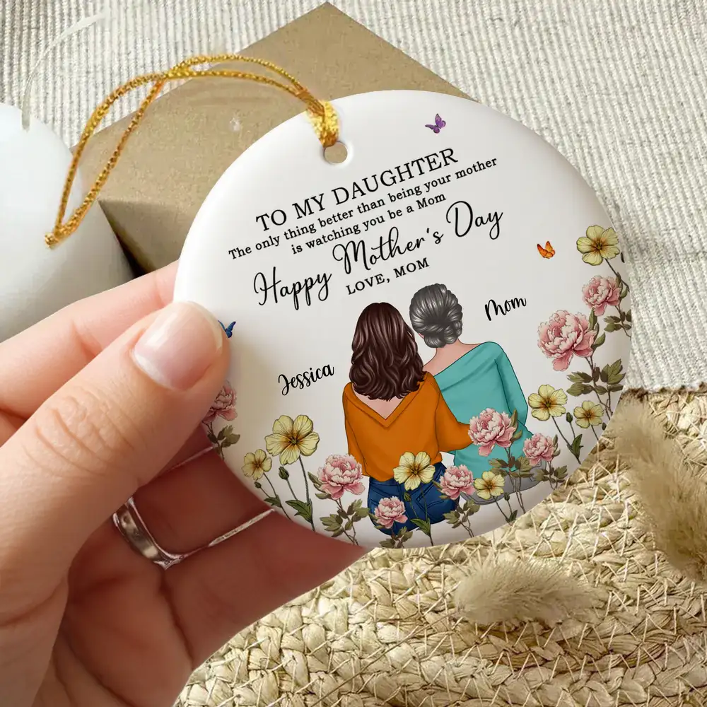 To My Daughter – Personalized Birth Month Flower Ceramic Ornament and More – A Special Gift for Daughter - Image 4