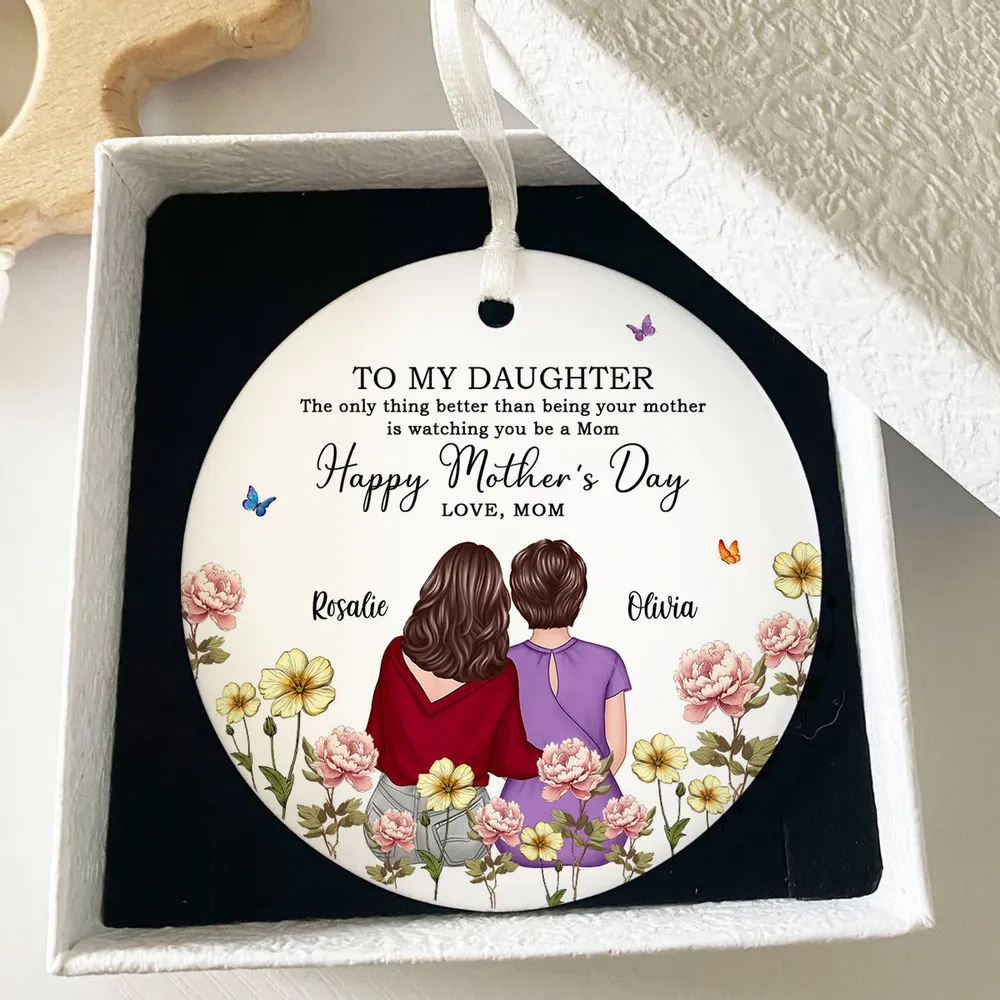 To My Daughter – Personalized Birth Month Flower Ceramic Ornament and More – A Special Gift for Daughter - Image 7