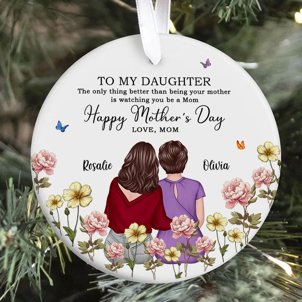 To My Daughter – Personalized Birth Month Flower Ceramic Ornament and More – A Special Gift for Daughter - Image 9
